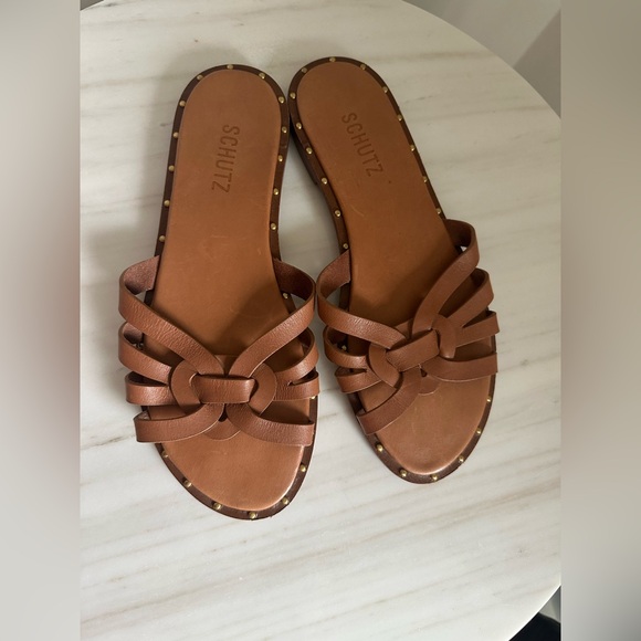 Schutz Women's Brown Leather Phoenix Sandal Size 8.5 - Picture 6 of 15